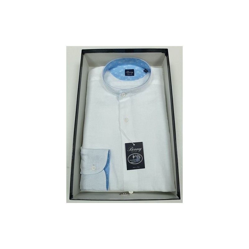 CAMICIA UOMO ART.LINO MOD.COREANA BIANCO MIS.37-47