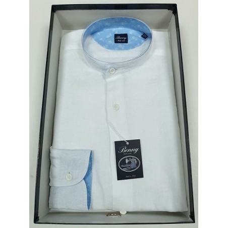 CAMICIA UOMO ART.LINO MOD.COREANA BIANCO MIS.37-47