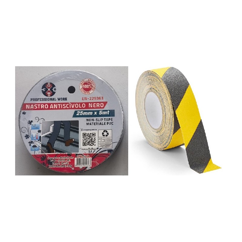 NASTRO ANTISCIVOLO GIALLO/NERO 25MM  MT.5