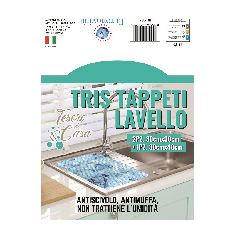 TAPPETO SOFT LAVELLO TRIS 2PZ 30X30CM+1PZ 30X40CM