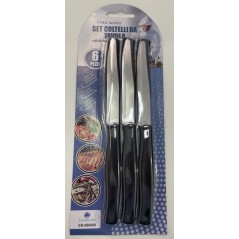 COLTELLI DA TAVOLA SEGHETTATI DENTI STRETTI 6PZ. NERI