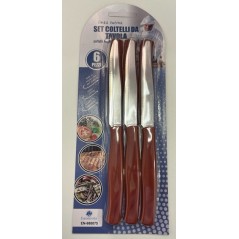 COLTELLI DA TAVOLA SEGHETTATI DENTI STRETTI 6PZ. MARRONE