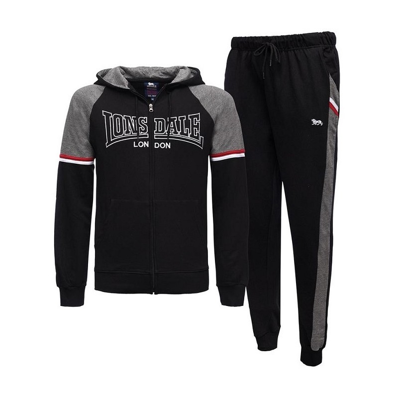 TUTA LONSDALE UOMO FULL ZIP CON CAPPUCCIO BLACK