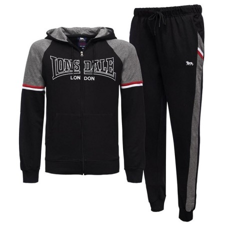 TUTA LONSDALE UOMO FULL ZIP CON CAPPUCCIO BLACK