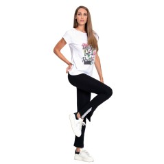 LEGGINGS DONNA LUNGO CON INSERTO BANDA NERO TAG.M/L