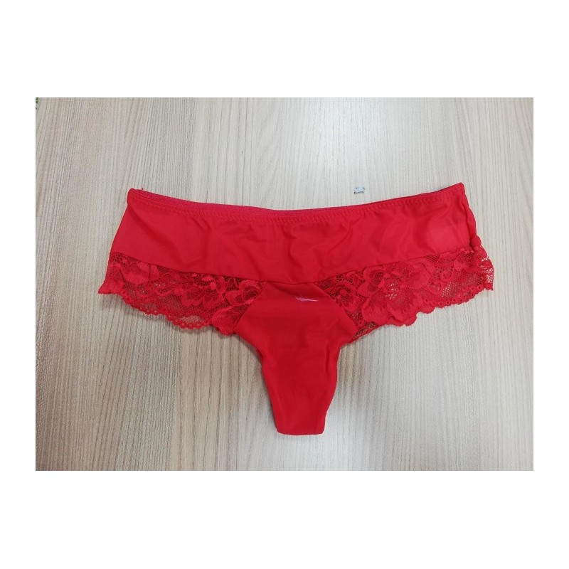 SLIP BRASILIANO DONNA CON INSERTO PIZZO ROSSO TAG.L/5