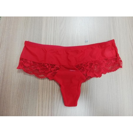 SLIP BRASILIANO DONNA CON INSERTO PIZZO ROSSO TAG.L/5