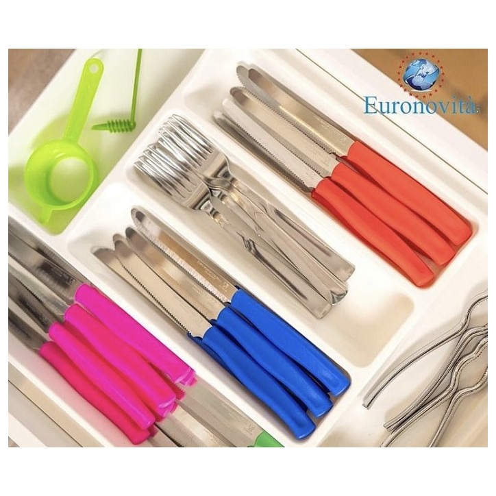 COLTELLI DA TAVOLA SEGHETTATI SET 6PZ ROSSI /nuovo