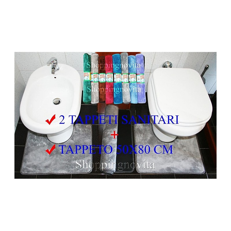 TAPPETO MICROFIBRA GENIO SET 3 PEZZI LILLA
