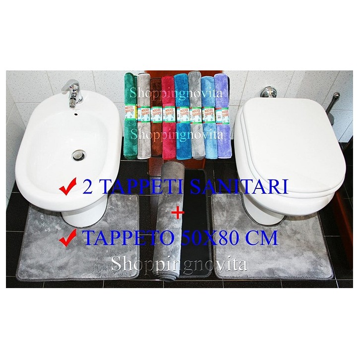 TAPPETO MICROFIBRA GENIO SET 3 PEZZI LILLA